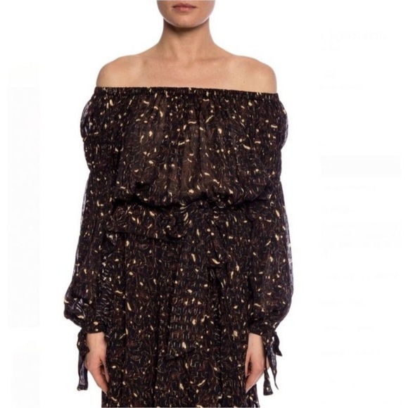 Ulla Johnson Farai Sheer Floral Silk Blouse Jet Size 6